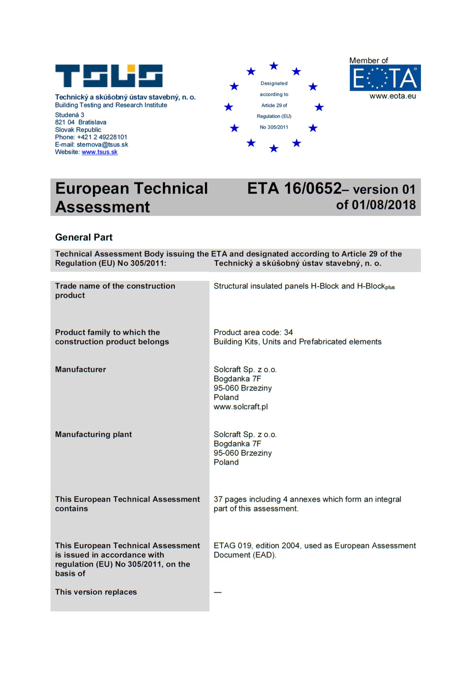 European Technical Assesment