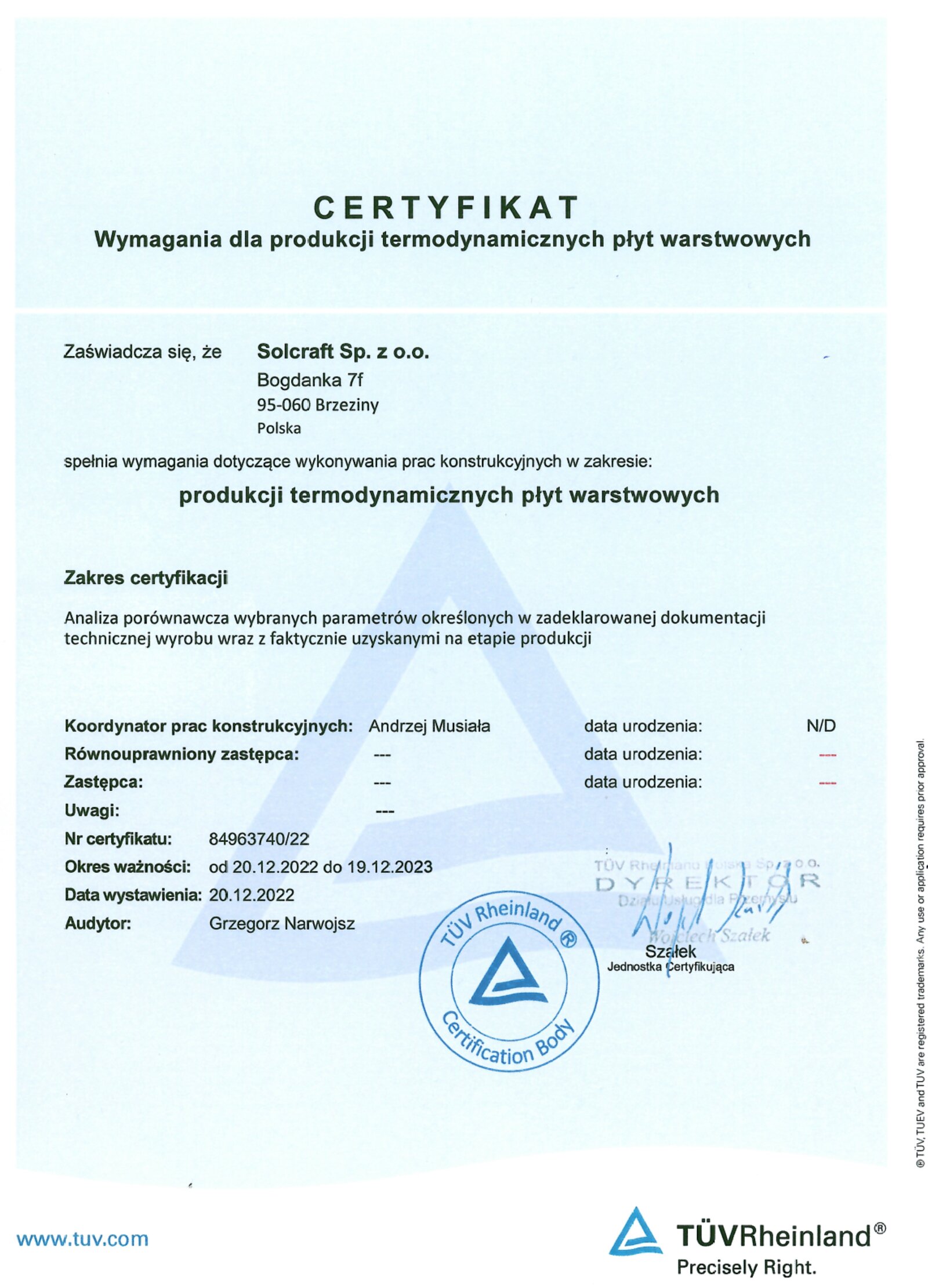 TÜV certificate PL